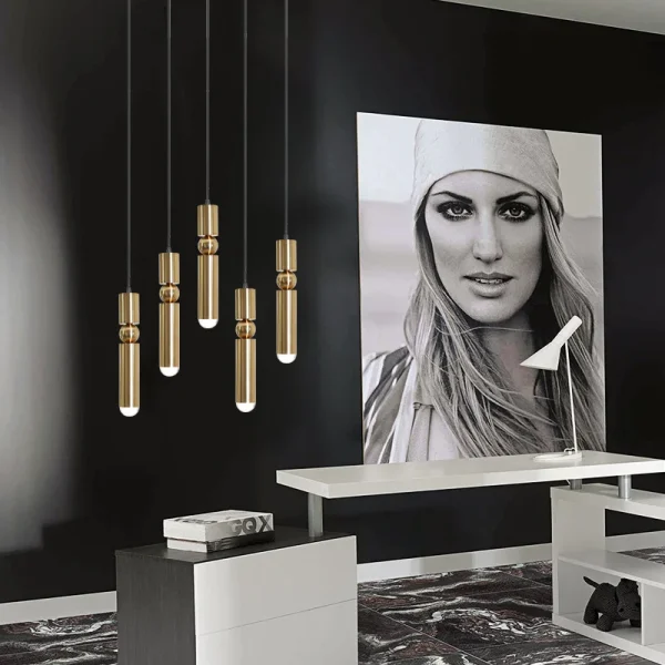 Modern Bar Gold Tube Pendant Lights Metal Polished Creative Deisgn Single Chandeliers LED Restaurant Decor Nordic Hanging Lamps - Image 2